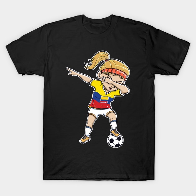 Dabbing Soccer Player Funny Colombia Fan T-Shirt girl T-Shirt by Pummli